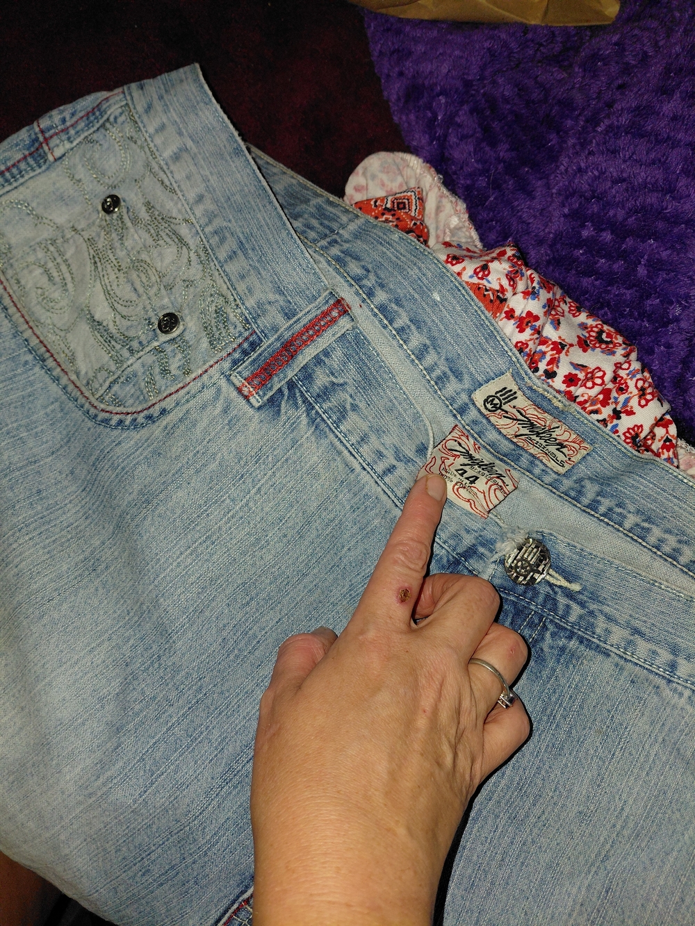VTG True Religion Phoenix Wave Embroidered Jorts Baggy Y2K Denim Shorts Size 44